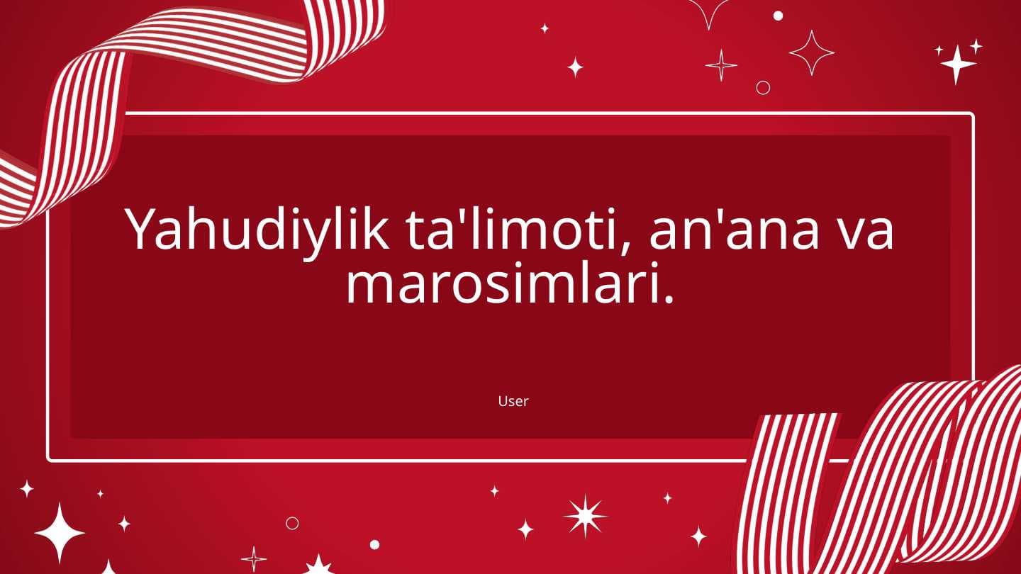 Yahudiylik ta'limoti, an'ana va marosimlari.