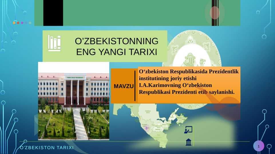 O‘zbekiston Respublikasida Prezidentlik institutining joriy etishi I.A.Karimovning O‘zbekiston Respublikasi Prezidenti etib saylanishi