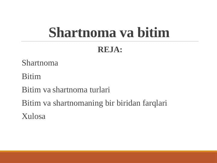 Shartnoma va bitim