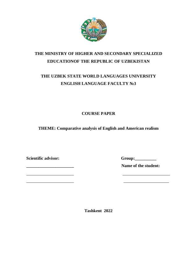 THEME: Comparative analysis of English and American realism