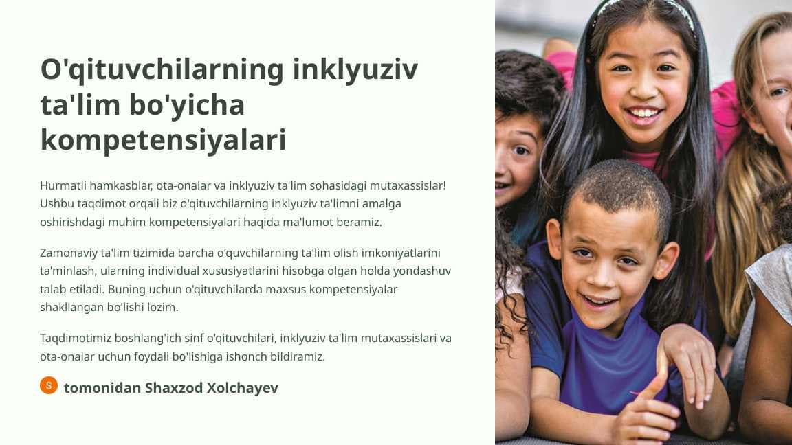 O'qituvchilarning inklyuziv ta'lim bo'yicha kompetensiyalari