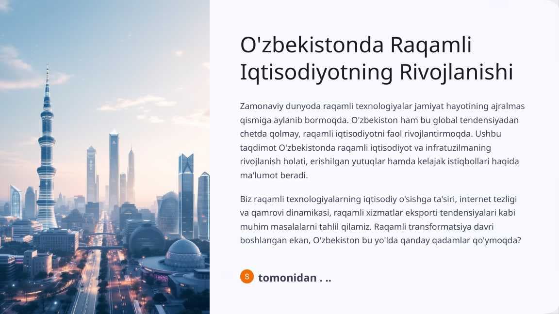 O'zbekistonda Raqamli Iqtisodiyotning Rivojlanishi