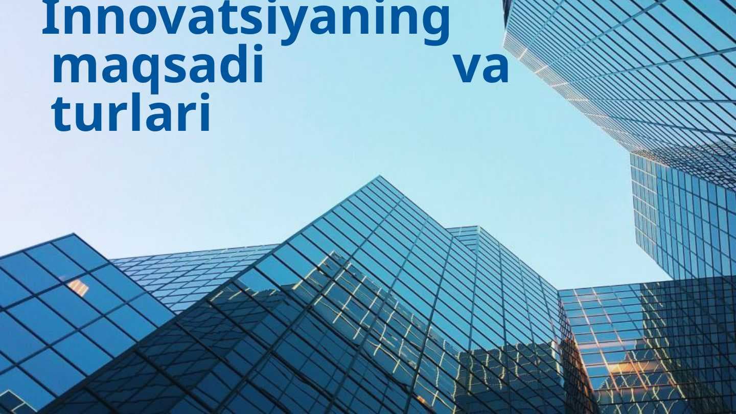 Innovatsiyaning maqsadi va turlari