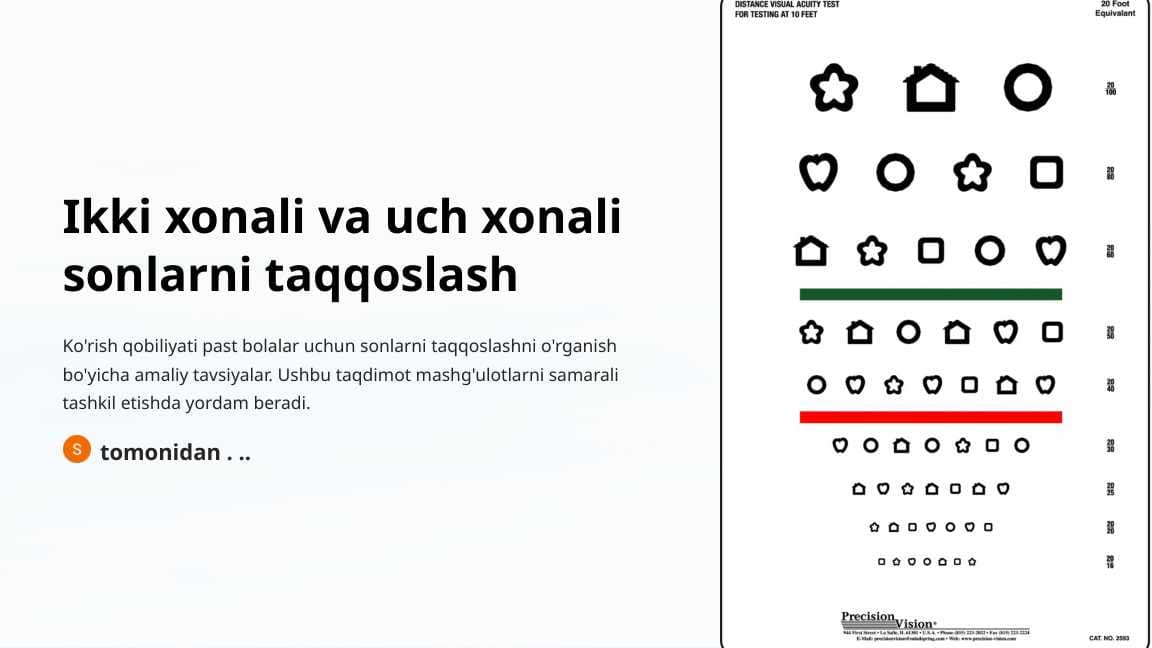 Ikki xonali va uch xonali sonlarni taqqoslash