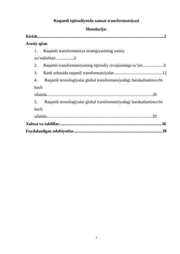 Raqamli iqtisodiyotda sanoat transformatsiyasi