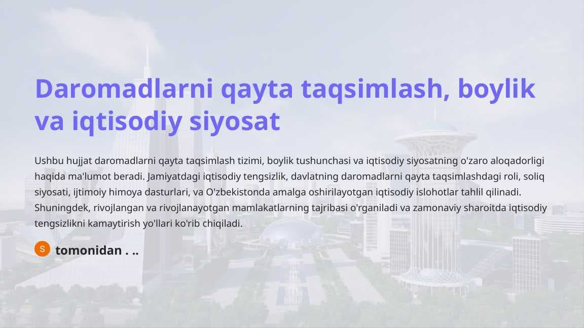 Daromadlarni qayta taqsimlash, boylik va iqtisodiy siyosat