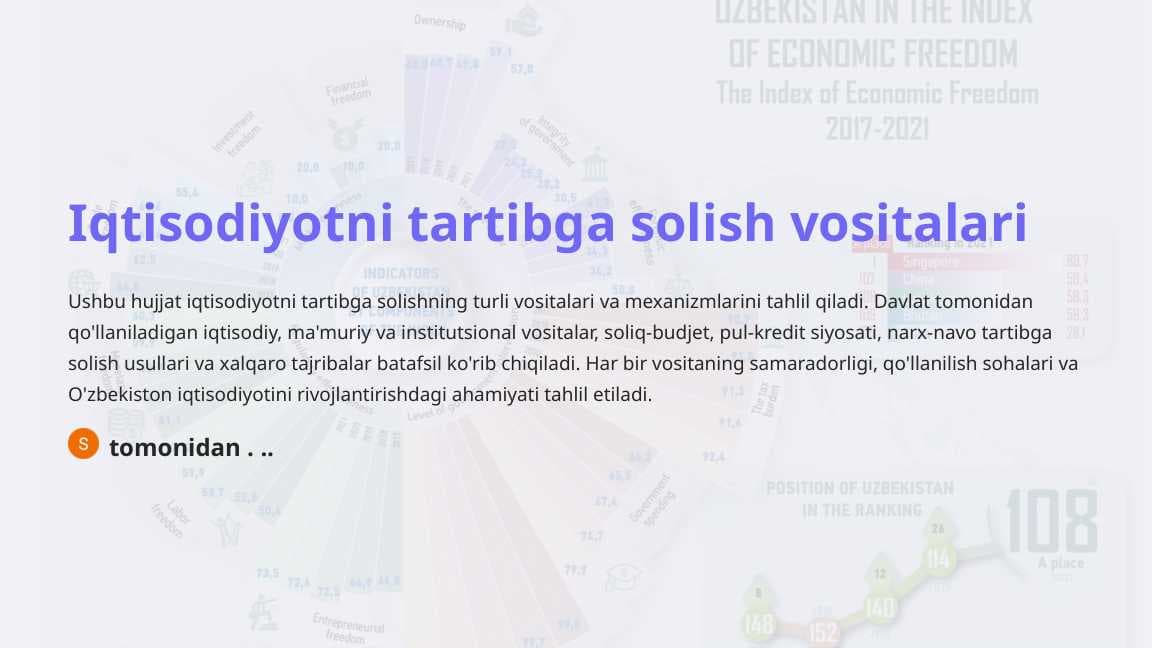 Iqtisodiyotni tartibga solish vositalari