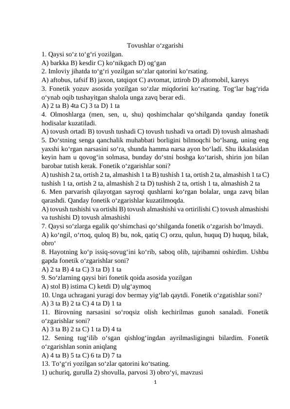 Tovushlar o‘zgarishi