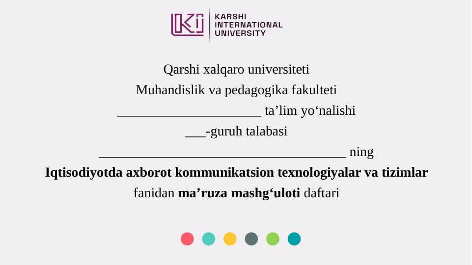 Iqtisodiy masalalarni yechishda bulutli texnologiyalardan foydalanish xususiyatlari. Blokcheyn texnologiyasi va undan iqtisodiyot sohalarida foydalanish imkoniyatlari. Iqtisodiyotning turli tarmoqlarida sun’iy intellekt texnologiyalaridan foydalanish imkoniyatlari. Elektron biznes va mobil-tijorat. Axborot xavfsizligini ta’minlash usullari