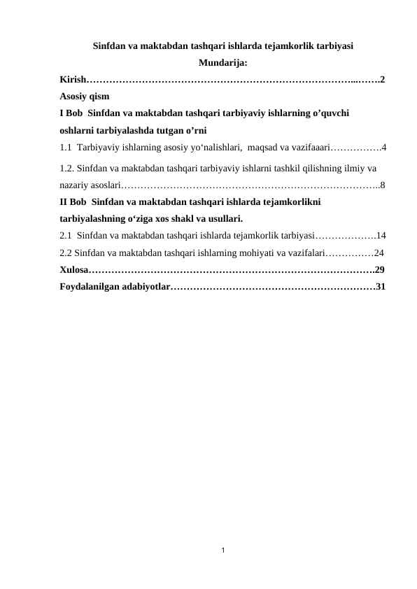Sinfdan va maktabdan tashqari ishlarda tejamkorlik tarbiyasi