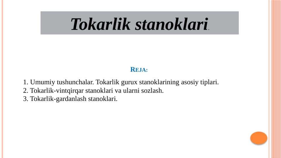 Tokarlik stanoklari