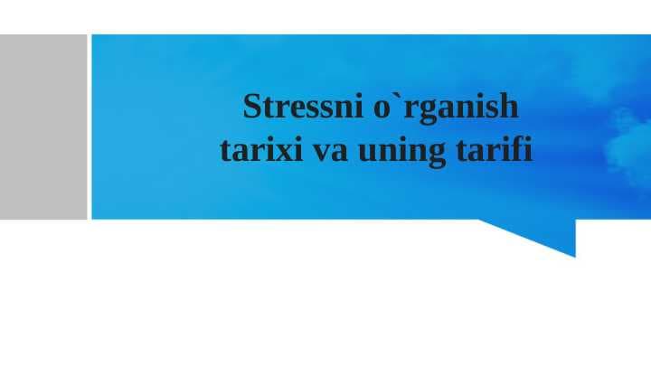 Stressni o'rganish tarixi