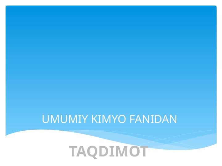 Òzbekistonda kimyo fanining rivojlanishi