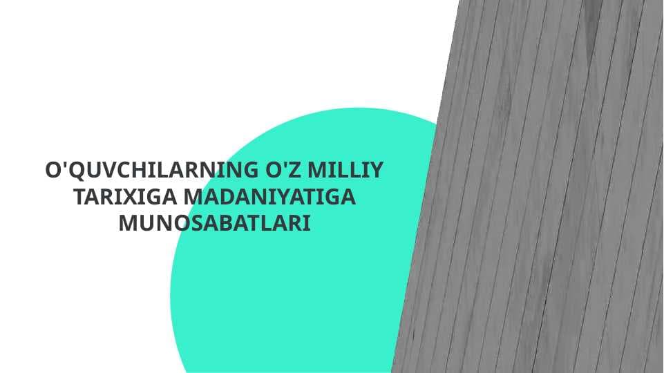 O'QUVCHILARNING O'Z MILLIY TARIXIGA MADANIYATIGA MUNOSABATLARI.pptx
