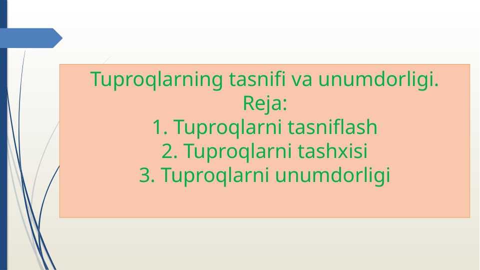 Tuproqlarning tasnifi va unumdorligi