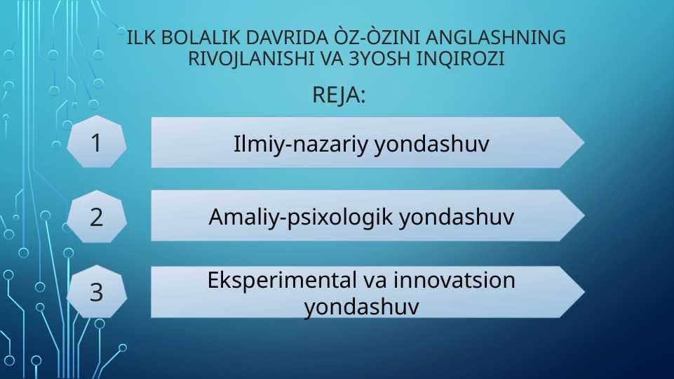 Ilk bolalik davrida òz-òzini anglashning rivojlanishi va 3yosh inqirozi