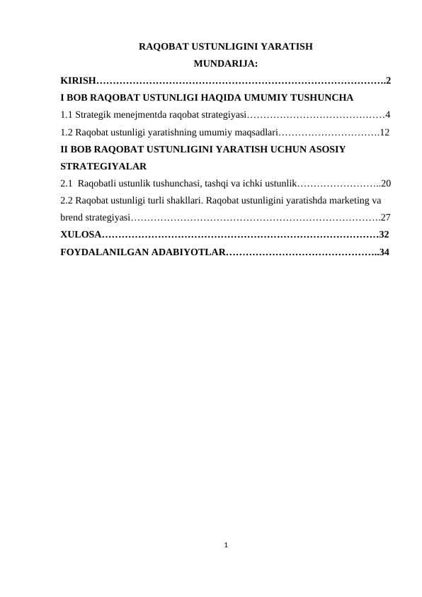 RAQOBAT USTUNLIGINI YARATISH