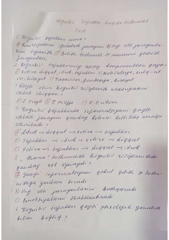 Eksperimental psixologiya test