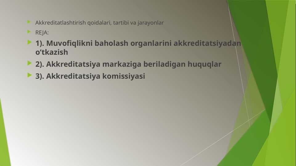Akkreditatlashtirish qoidalari, tartibi va jarayonlar