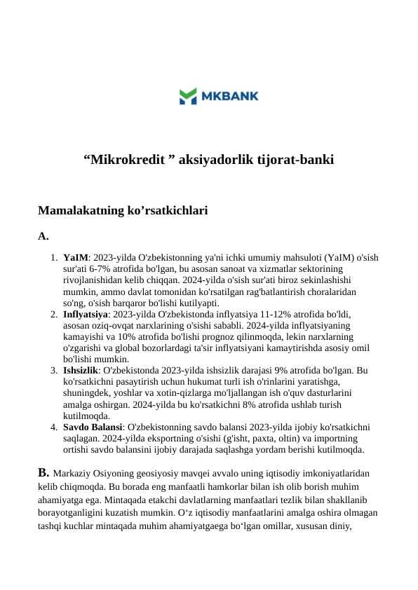 “Mikrokredit ” aksiyadorlik tijorat-banki