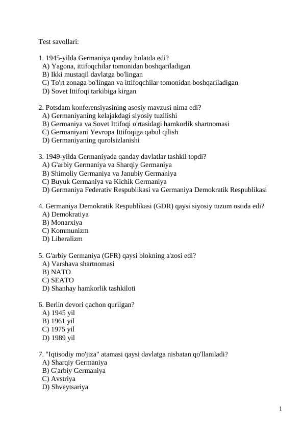 Germaniya 30 ta test