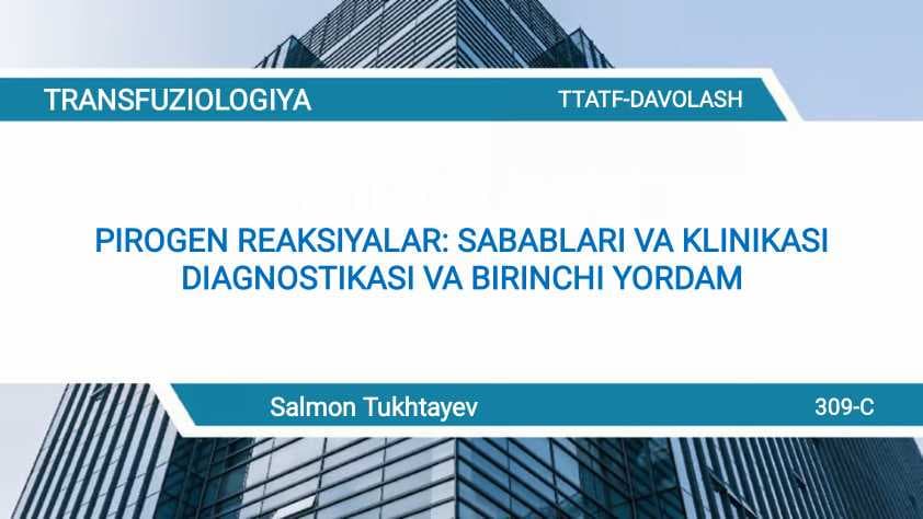 Transfuzialogiya pirogen reaksiyalar