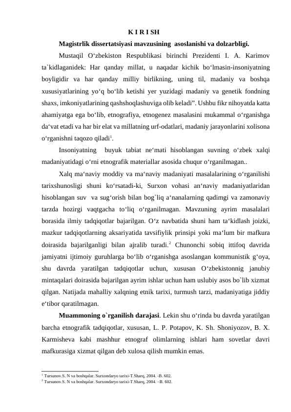 SURXON VOHASIDA SUV VA SUG‘ORISH BILAN BOG‘LIQ    AN‘ANALAR VA MAROSIMLAR