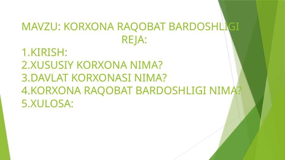 KORXONA RAQOBAT BARDOSHLIGI