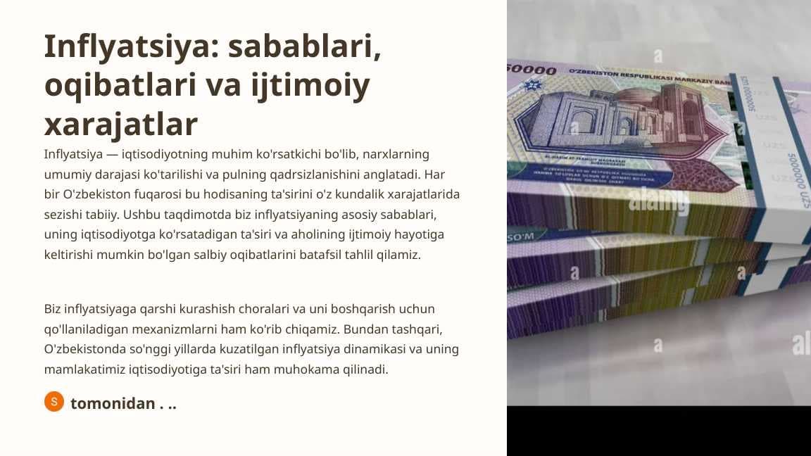 Inflyatsiya sabablari, oqibatlari va ijtimoiy xarajatlar