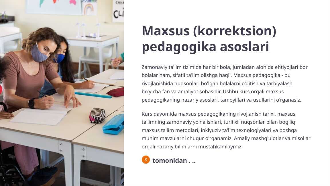 Maxsus (korrektsion) pedagogika asoslari