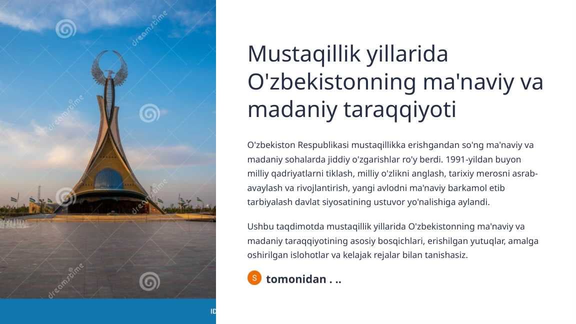 Mustaqillik yillarida O'zbekistonning ma'naviy va madaniy taraqqiyoti (2)
