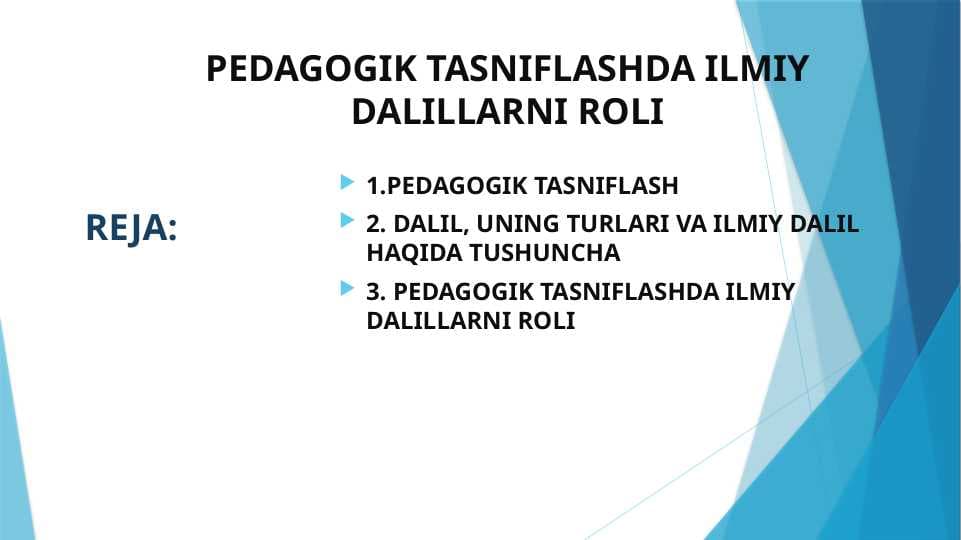 PEDAGOGIK TASNIFLASHDA ILMIY DALILLARNI ROLI