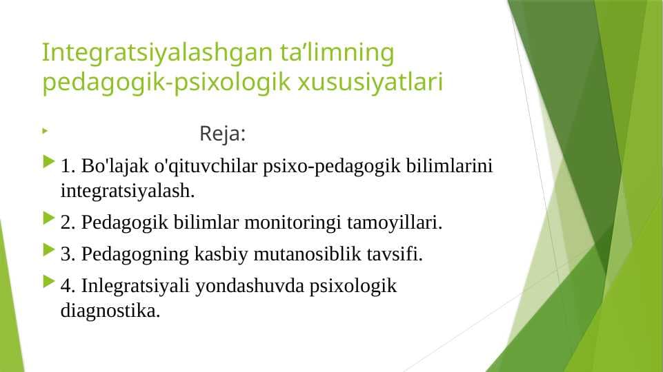 Bo'lajak o'qituvchilar psixo-pedagogik bilimlarini integratsiyalash