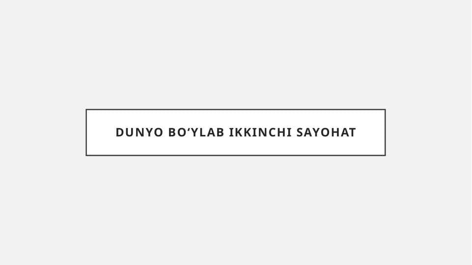 DUNYO BO‘YLAB IKKINCHI SAYOHAT
