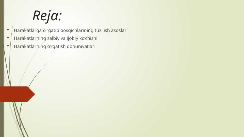 Harakatlarga o’rgatib bosqichlarining tuzilish asoslari