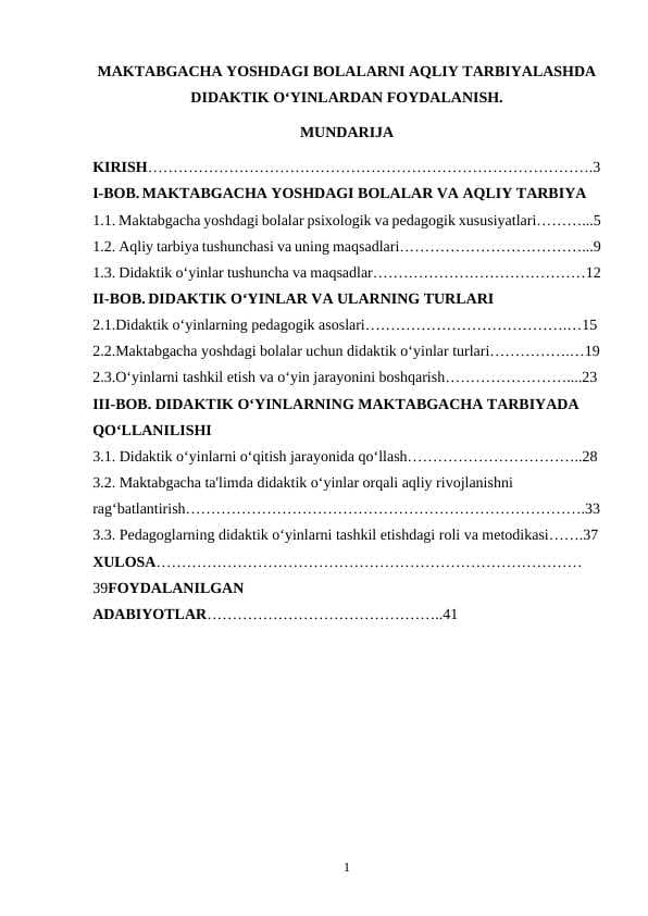 MAKTABGACHA YOSHDAGI BOLALARNI AQLIY TARBIYALASHDA DIDAKTIK O‘YINLARDAN FOYDALANISH.