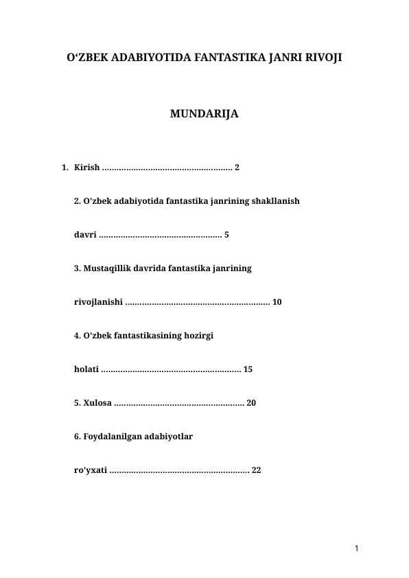 O‘ZBEK ADABIYOTIDA FANTASTIKA JANRI RIVOJI

 

O‘ZBEK ADABIYOTIDA FANTASTIKA JANRI RIVOJI

 

O‘ZBEK ADABIYOTIDA FANTASTIKA JANRI RIVOJI

O‘ZBEK ADABIYOTIDA FANTASTIKA JANRI RIVOJI

O‘ZBEK ADABIYOTIDA FANTASTIKA JANRI RIVOJI

O‘ZBEK ADABIYOTIDA FANTASTIKA JANRI RIVOJI