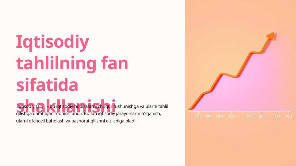 Iqtisodiy tahlilning fan sifatida shakllanishi