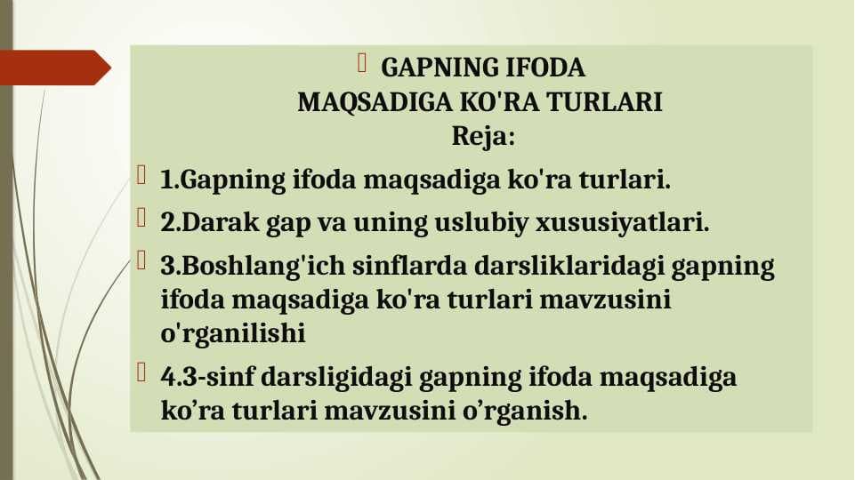 GAPNING IFOD MAQSADIGA KO'RA TURLARI