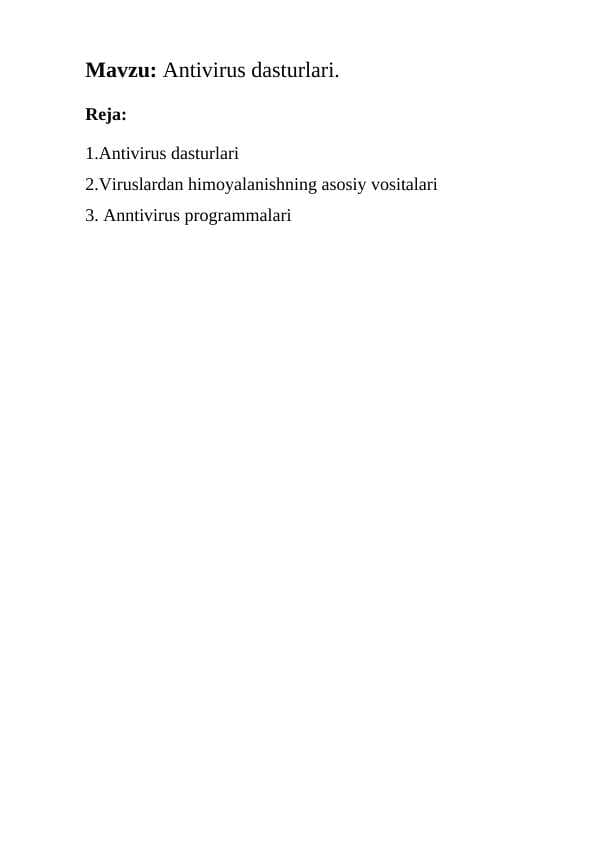 Antivirus dasturlari