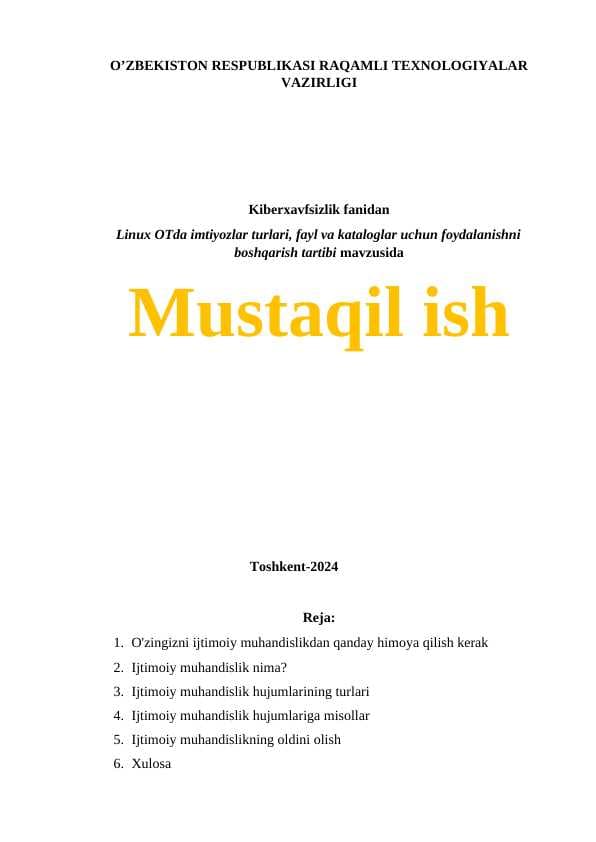 Linux OTda imtiyozlar turlari, fayl va kataloglar uchun foydalanishni boshqarish tartibi mavzusida