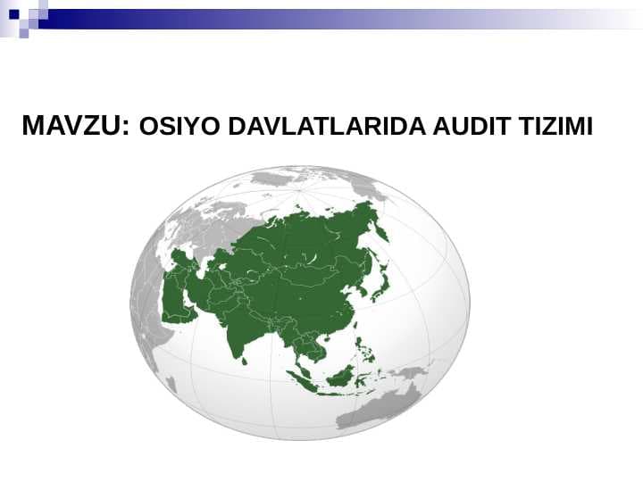 OSIYO DAVLATLARIDA AUDIT TIZIMI