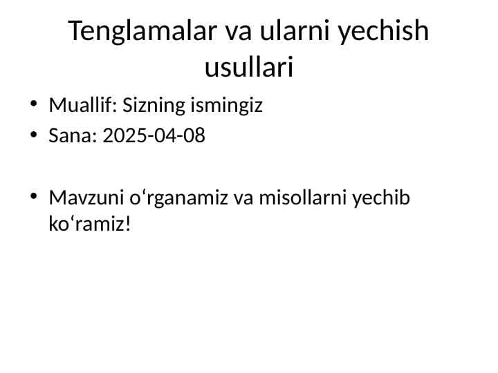 Tenglama va yechimlar