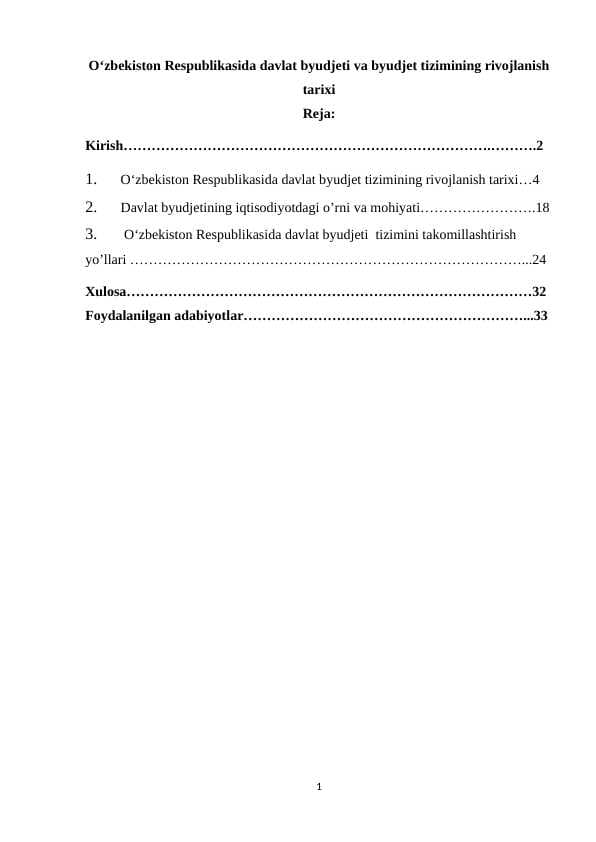 Oʻzbekiston Respublikasida davlat byudjeti va byudjet tizimining rivojlanish tarixi
