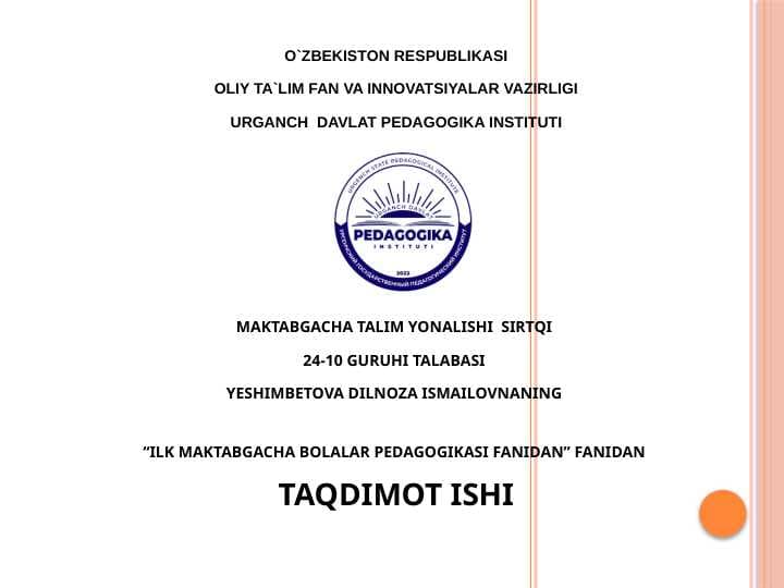 Mashgʻulotning bolalarni maktabga tayyorlashdagi ahamiyati