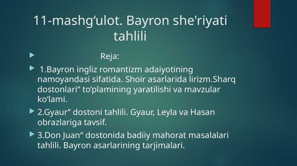 Bayron she'riyati tahlili