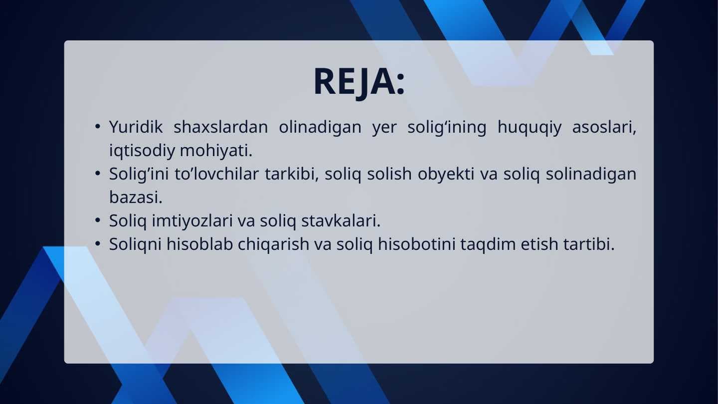 Elektron hisobot va uni jo'natish tartibi