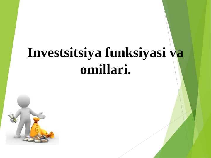 Investsitsiya funksiyasi va omillari.