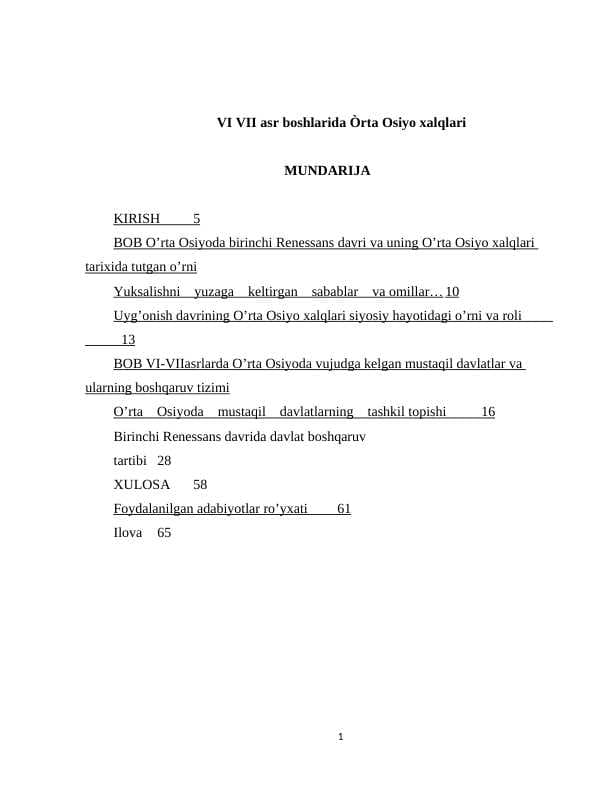 VI VII asr boshlarida Òrta Osiyo xalqlari