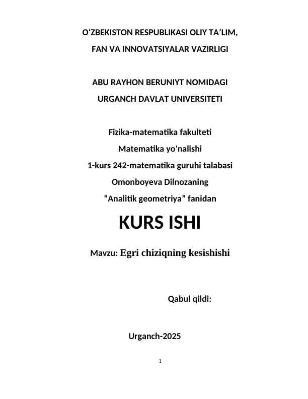 Egri chiziqning kesishishi     KURS ISHI.docx